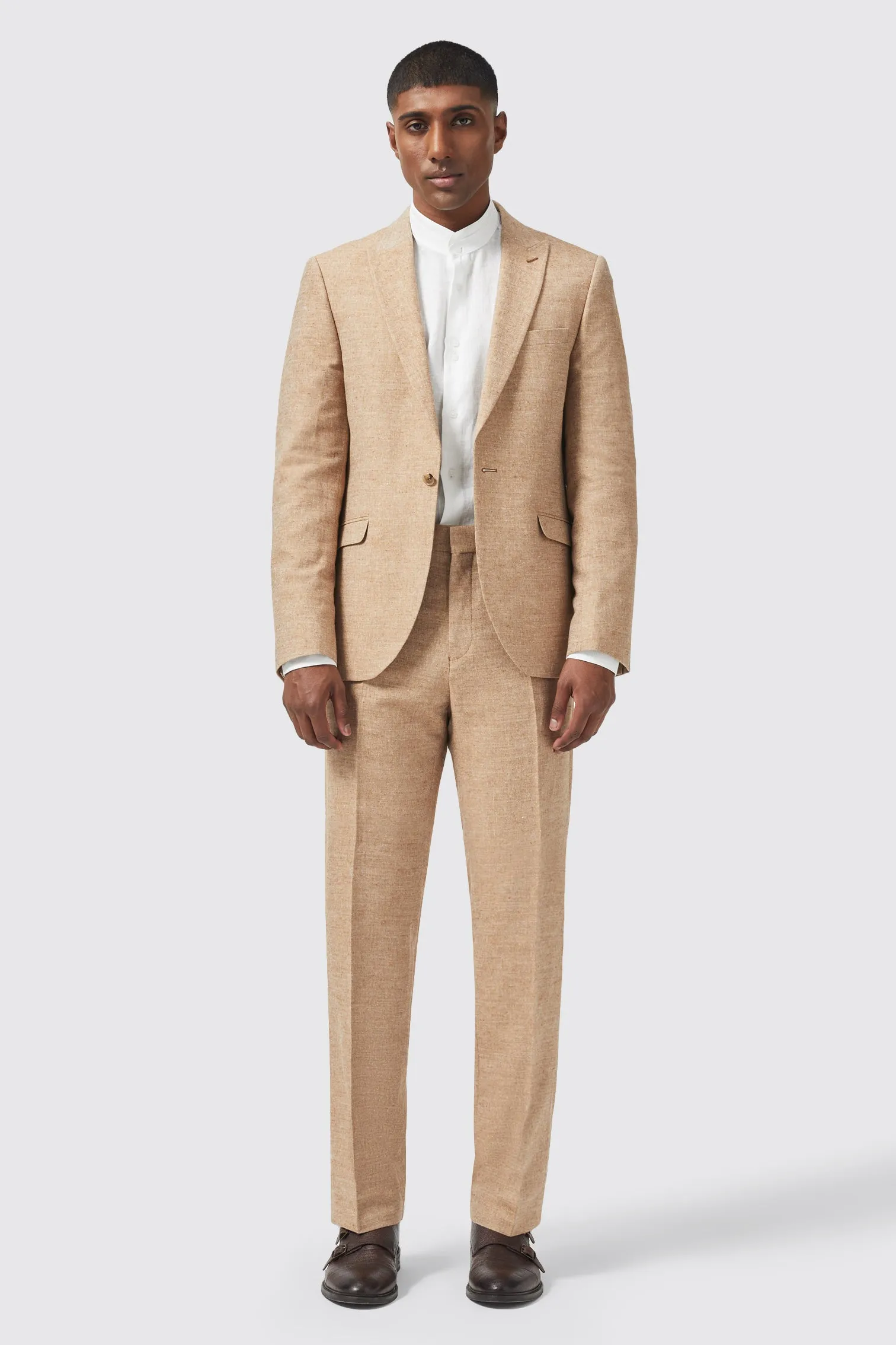 King Slim Fit Tan Linen Jacket - ARCHIVE