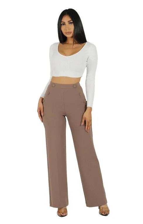 Knit Crepe Wide Leg Pants