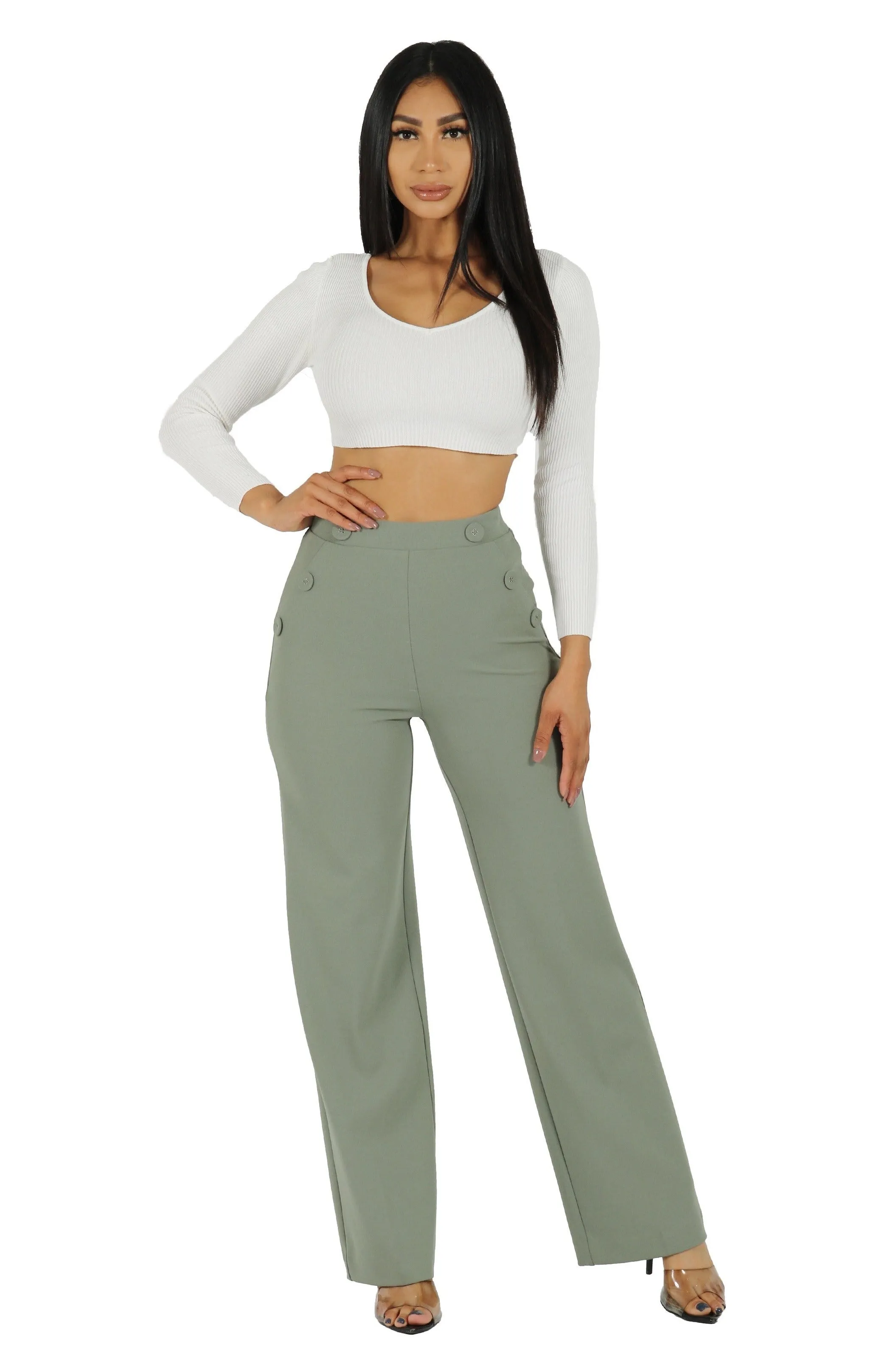 Knit Crepe Wide Leg Pants