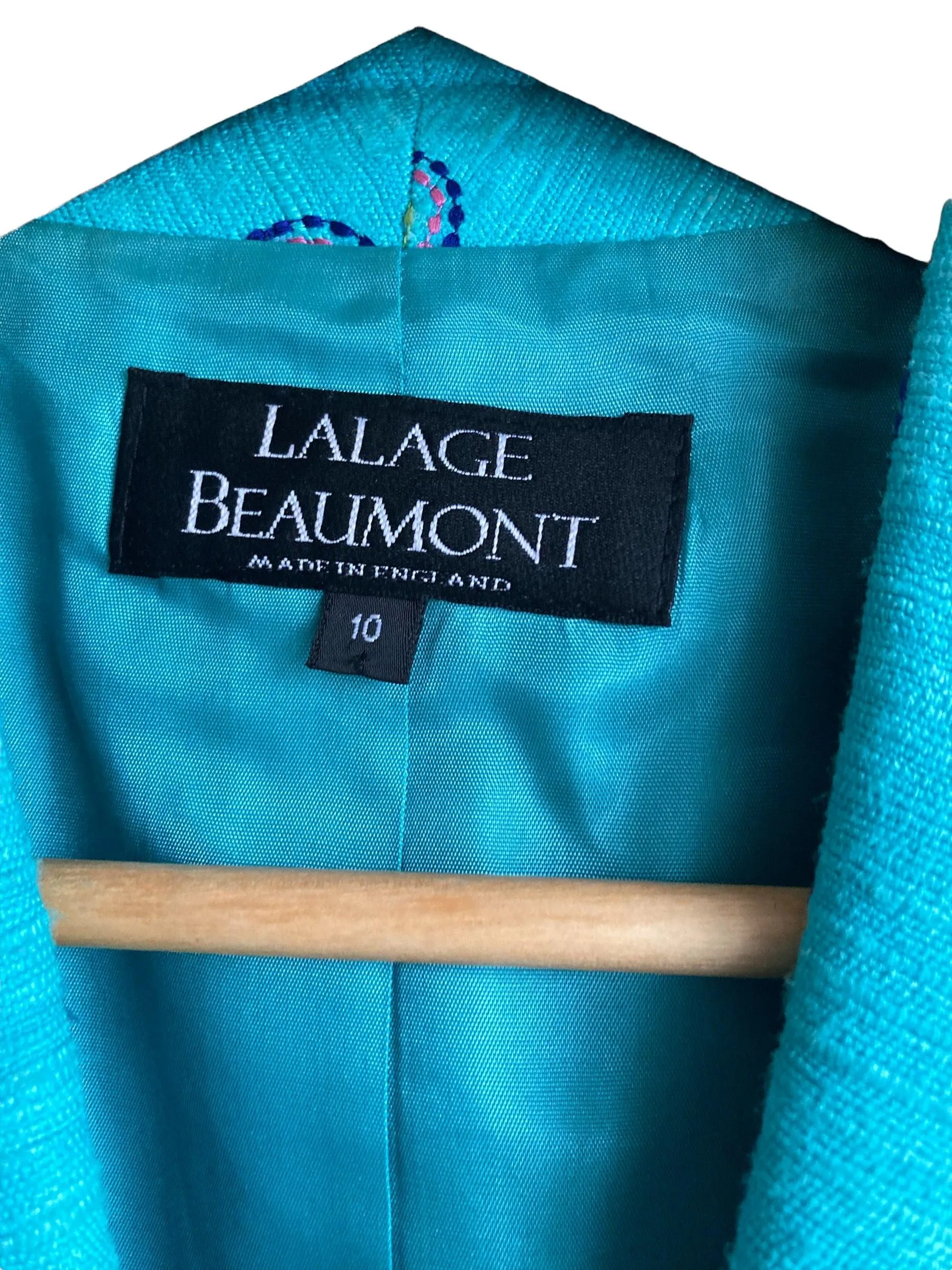 Lalage Beaumont Silk Turquoise Dress UK Size 8   Jacket UK Size 10.