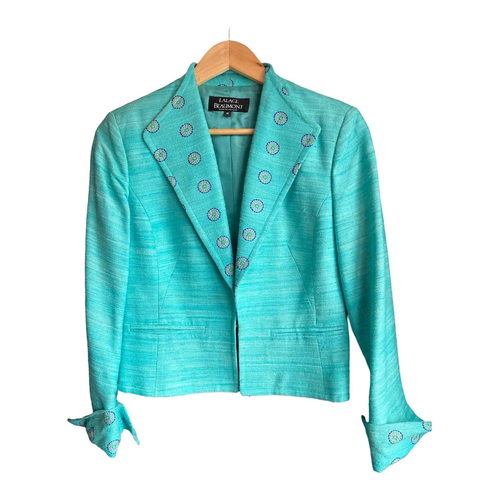 Lalage Beaumont Silk Turquoise Dress UK Size 8   Jacket UK Size 10.