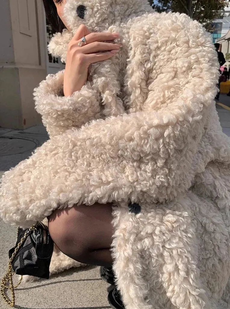 Laura Curly Lamb Faux Fur Maxi Coats