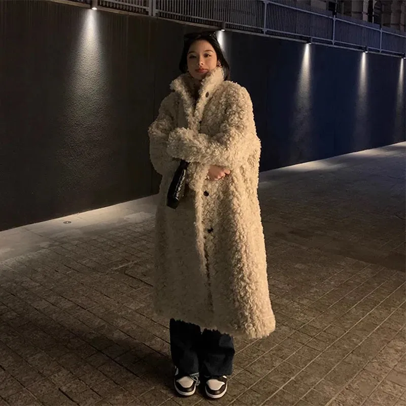 Laura Curly Lamb Faux Fur Maxi Coats