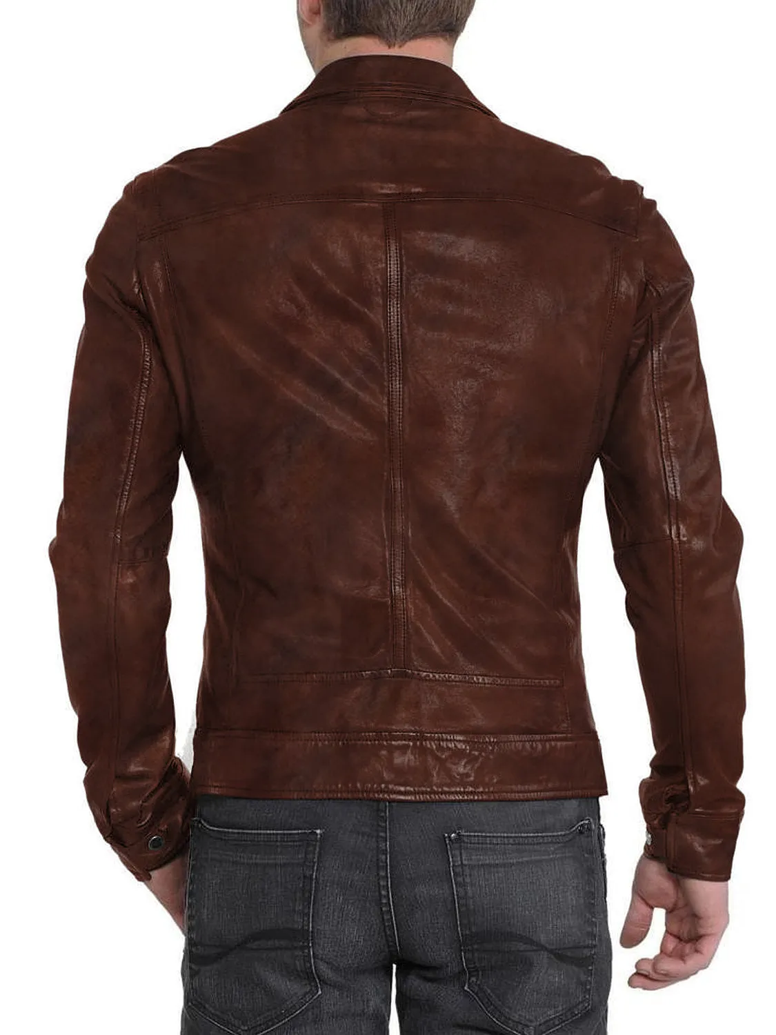 Leather Jackets Hub Mens Genuine Lambskin Leather Jacket (Black, Aviator Jacket) - 1501221