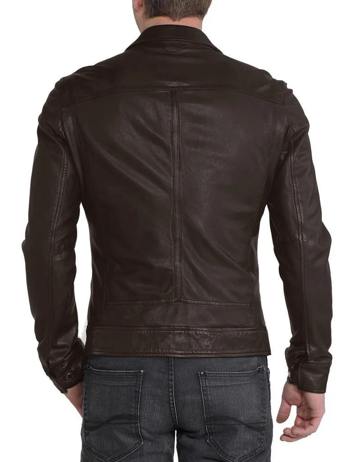 Leather Jackets Hub Mens Genuine Lambskin Leather Jacket (Black, Aviator Jacket) - 1501221