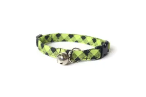 Lime Green & Black Plaid Cat Collar