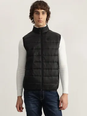 Lindbergh Men Black Solid Stand Collar Sleeveless Puffer Jacket