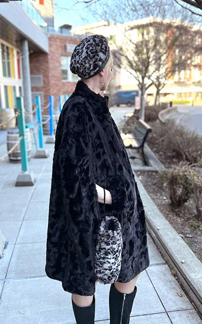 Long Cape - Cuddly Faux Fur in Black