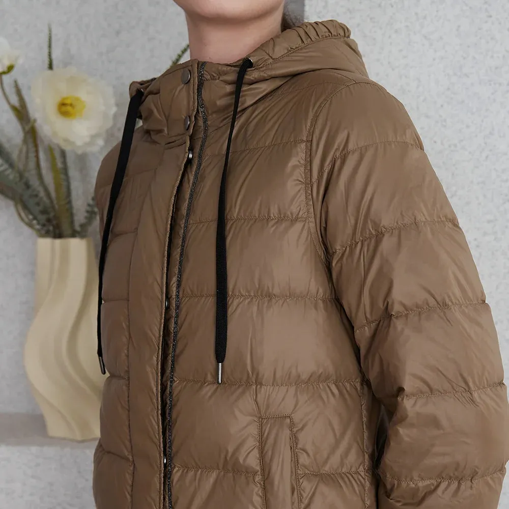 Long Hooded Puffer Down Jacket