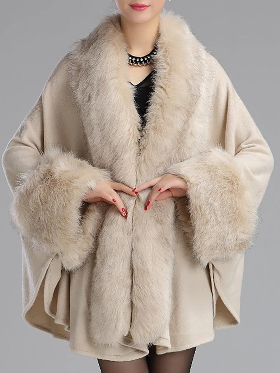 Loose Large Faux Fur Knitted Cardigan Cape MSF031