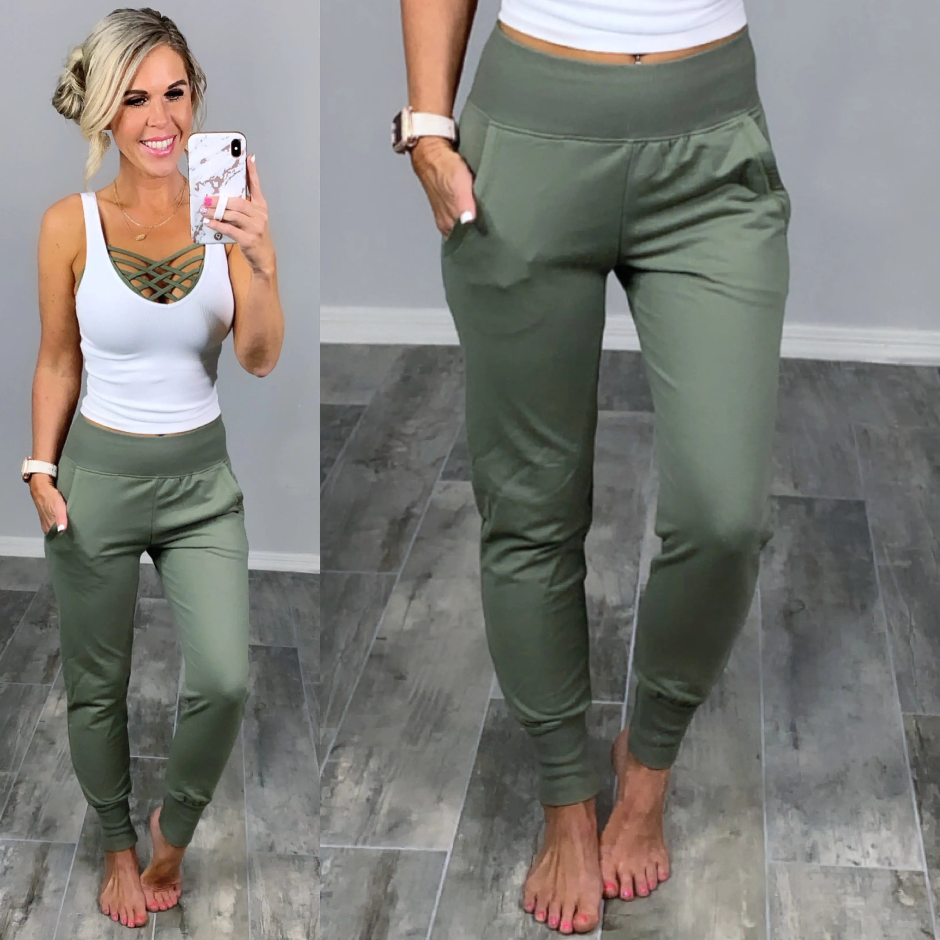 Lounging Around Joggers - Sage