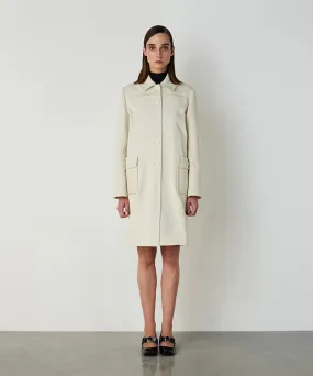 Machka Gabardine Overcoat With Wide Pockets Off White