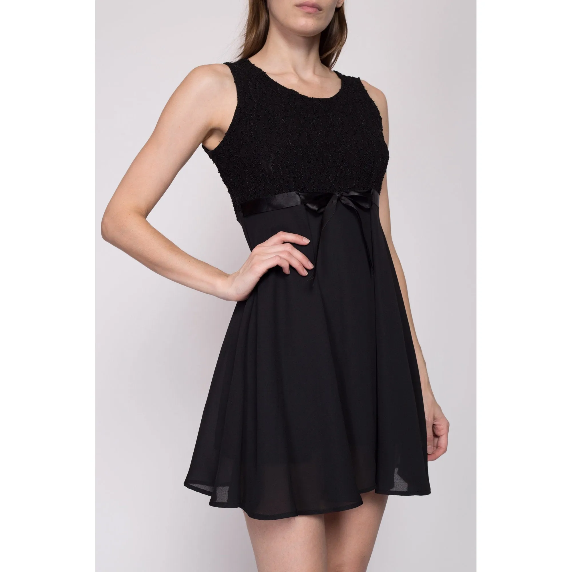 Medium 90s Black Babydoll Party Dress