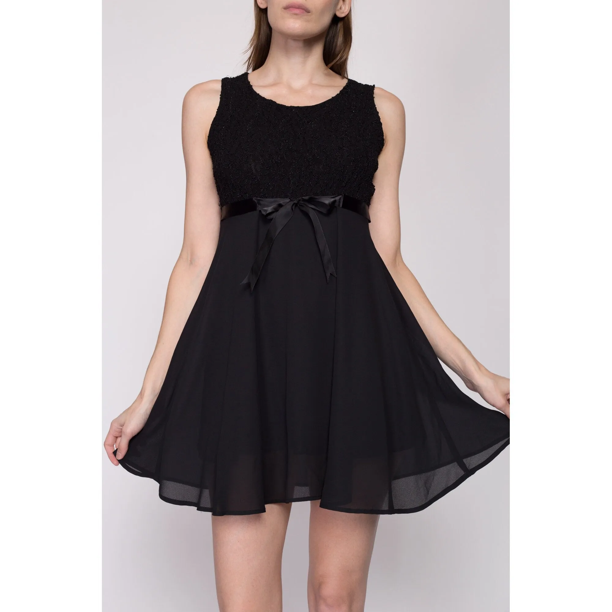 Medium 90s Black Babydoll Party Dress