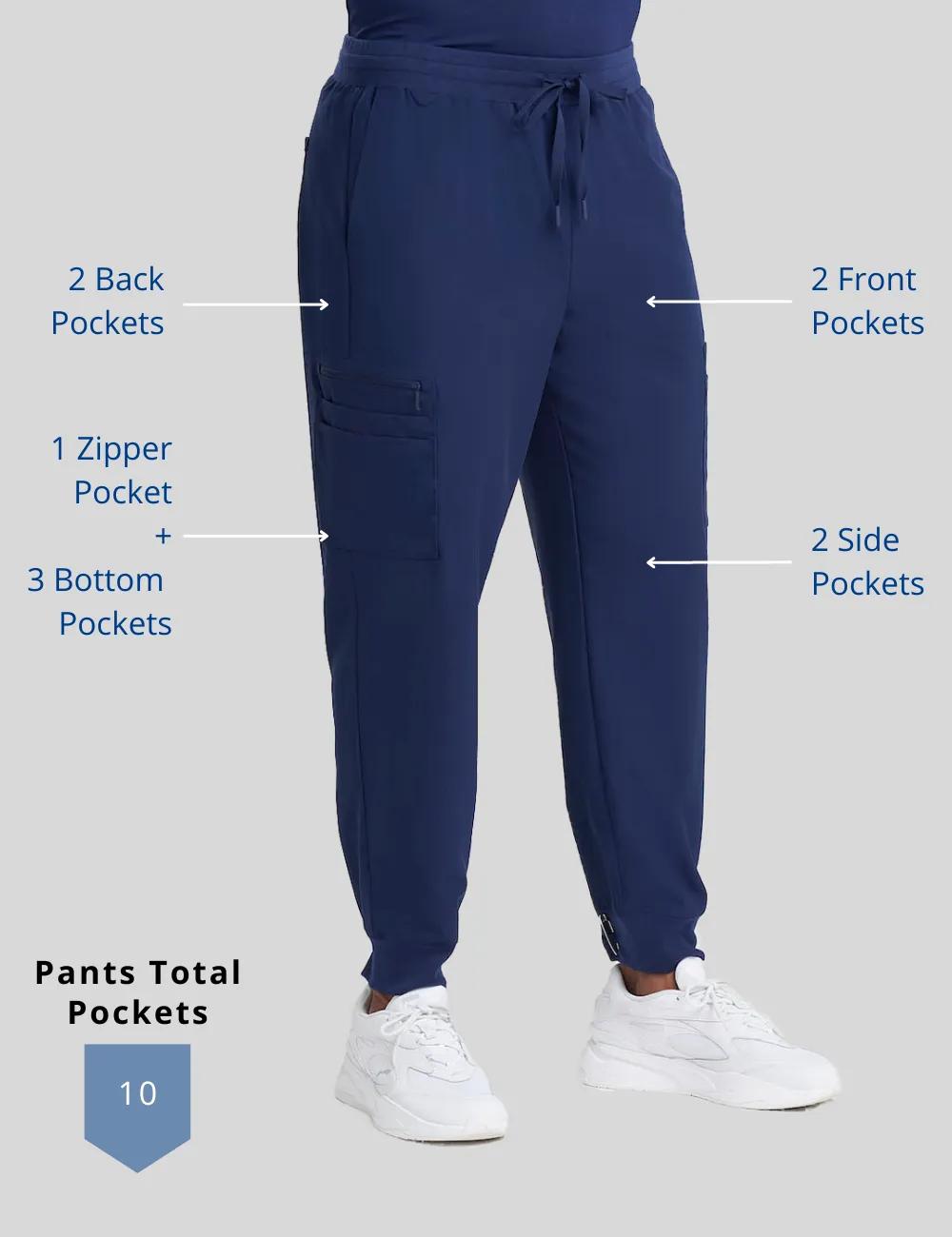 Mens 10-Pocket Jogger Scrub Pants - Navy