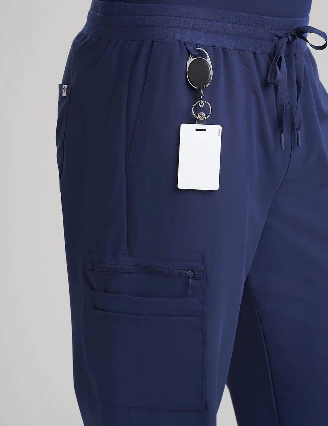 Mens 10-Pocket Jogger Scrub Pants - Navy