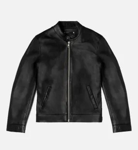 Men's Black Cafe Racer Leather Jacket