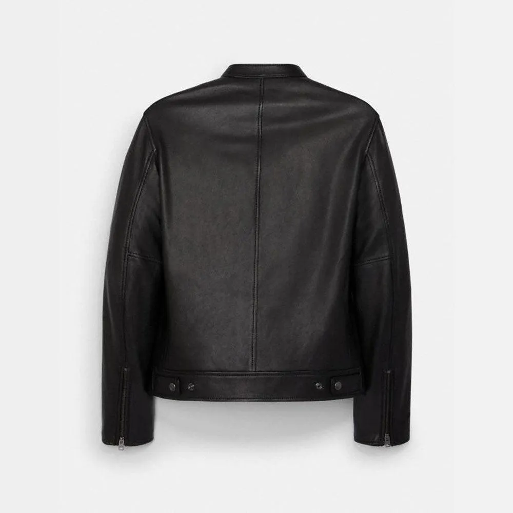 Men's Black Sheepskin Cafe Racer Jacket