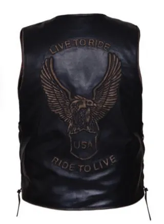 Mens Traditional VINTAGE Brown Vest with Eagle