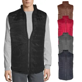 Men's Vest Full Zip Puffer Lightweight Polyester Winter Quilted Jacket Top