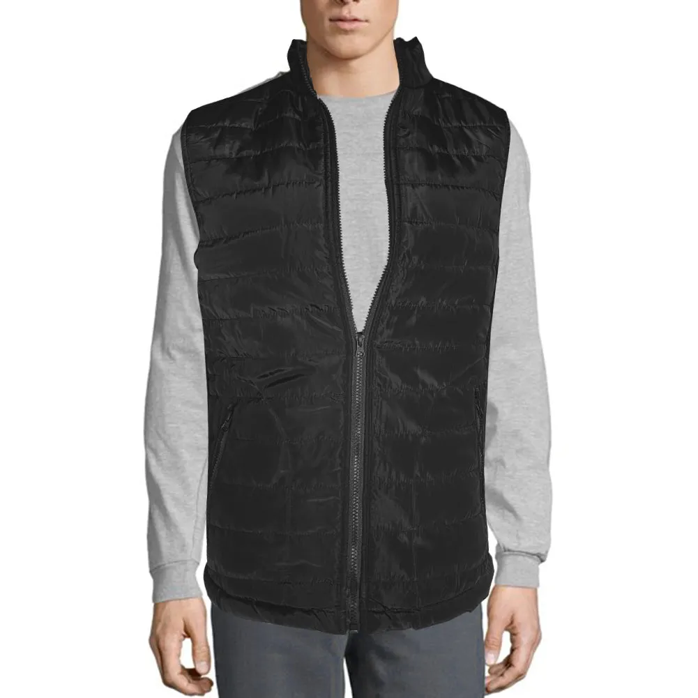 Men's Vest Full Zip Puffer Lightweight Polyester Winter Quilted Jacket Top