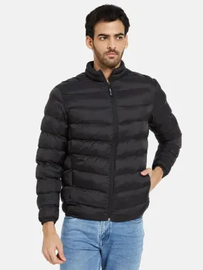 Mettle Men Black Geometric Puffer Jacket