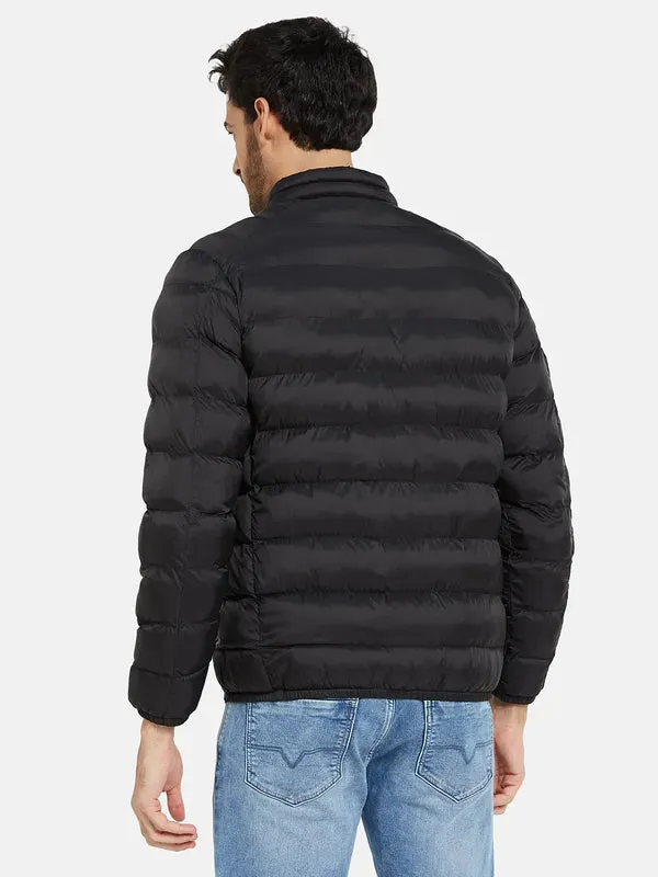 Mettle Men Black Geometric Puffer Jacket