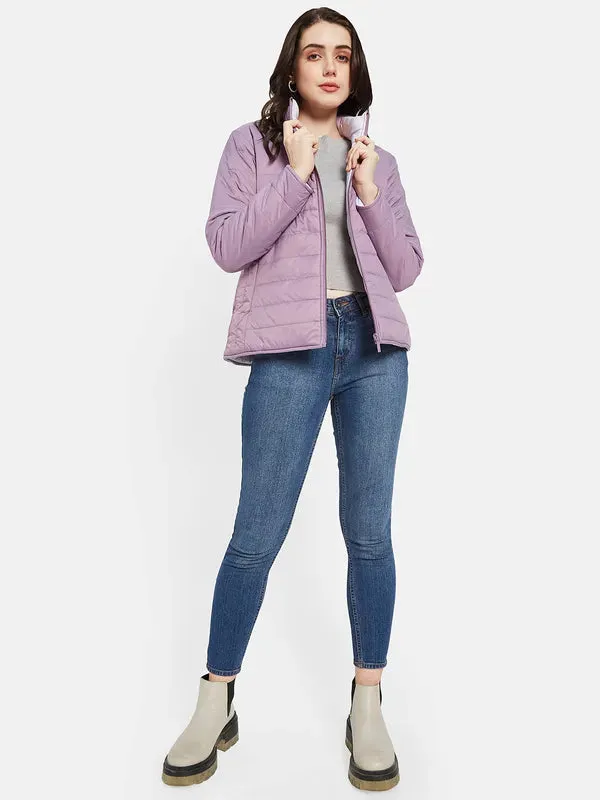 Mettle Women Purple Crop Puffer Jacket