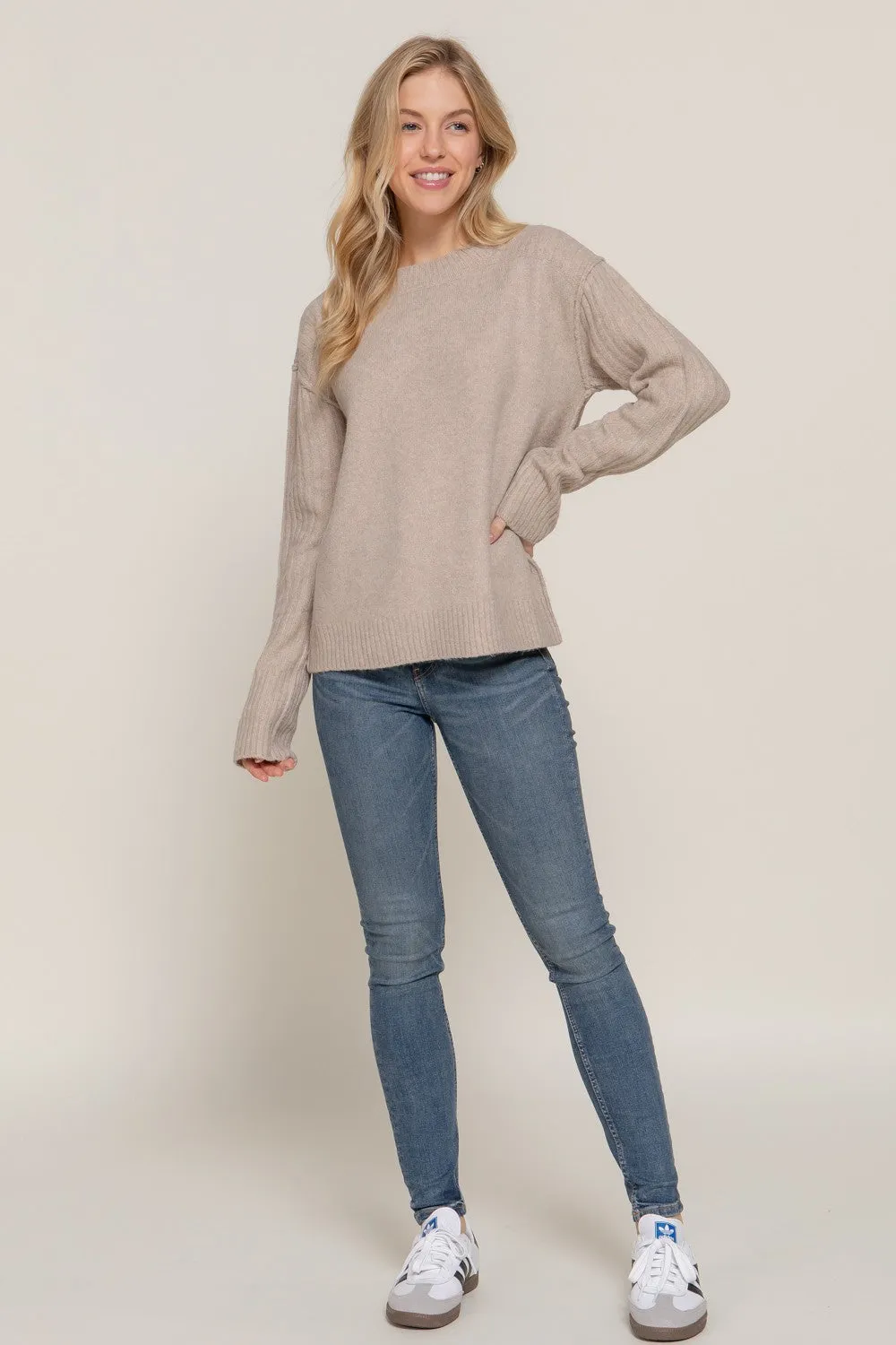 Mock Neck Raised Seam Sweater