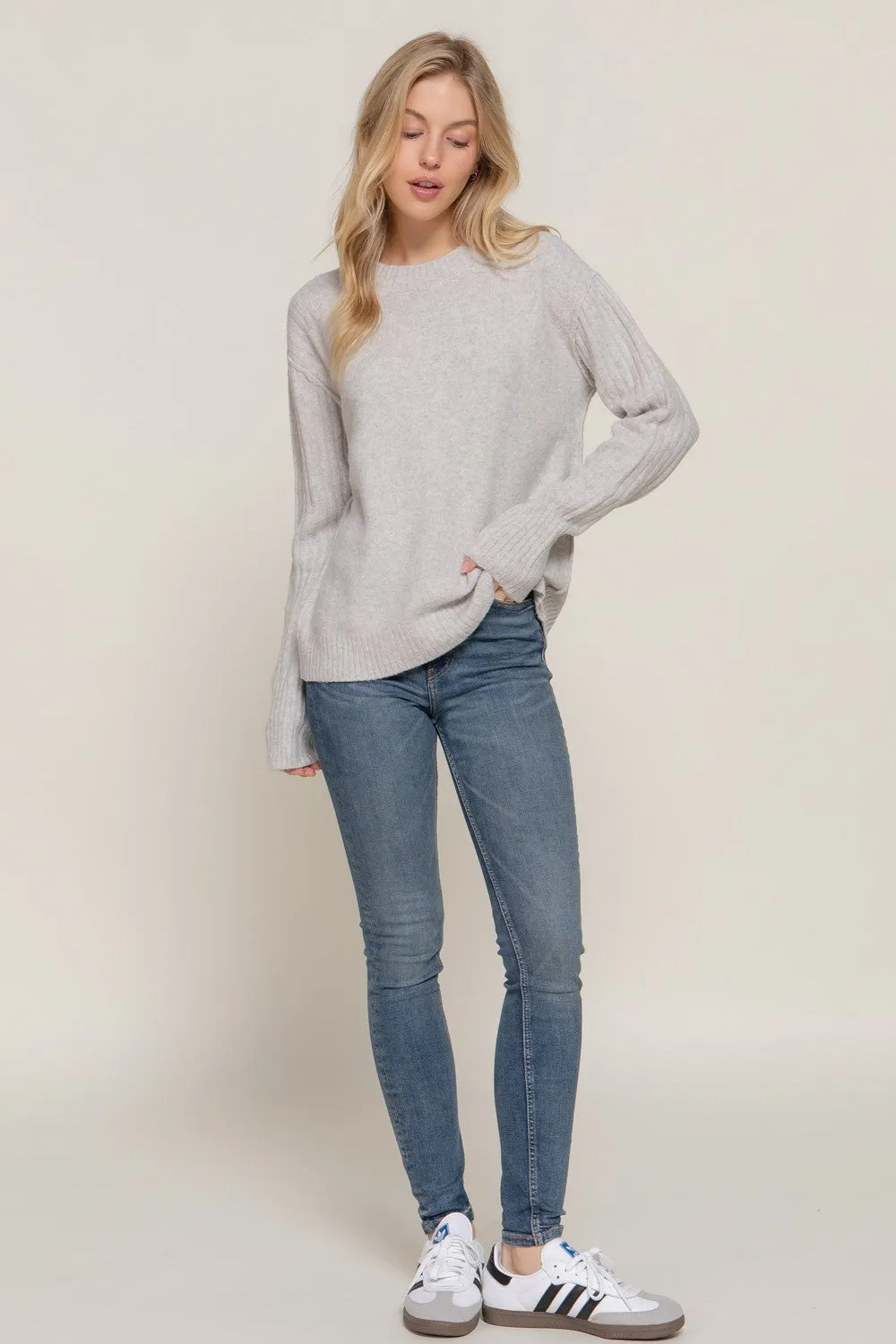 Mock Neck Raised Seam Sweater