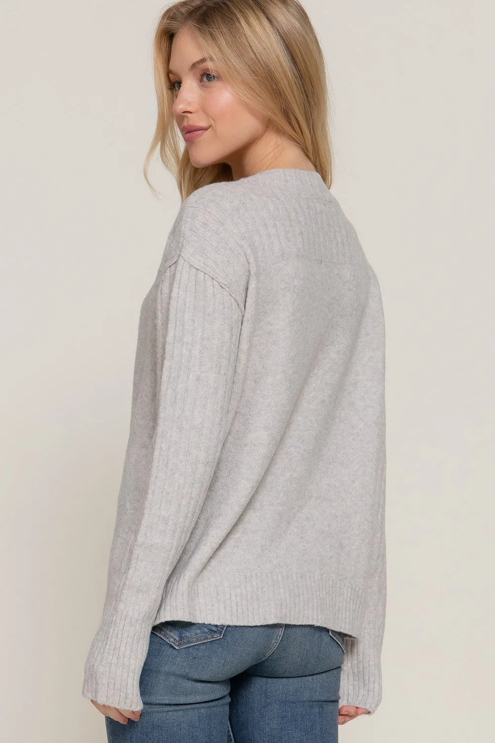 Mock Neck Raised Seam Sweater