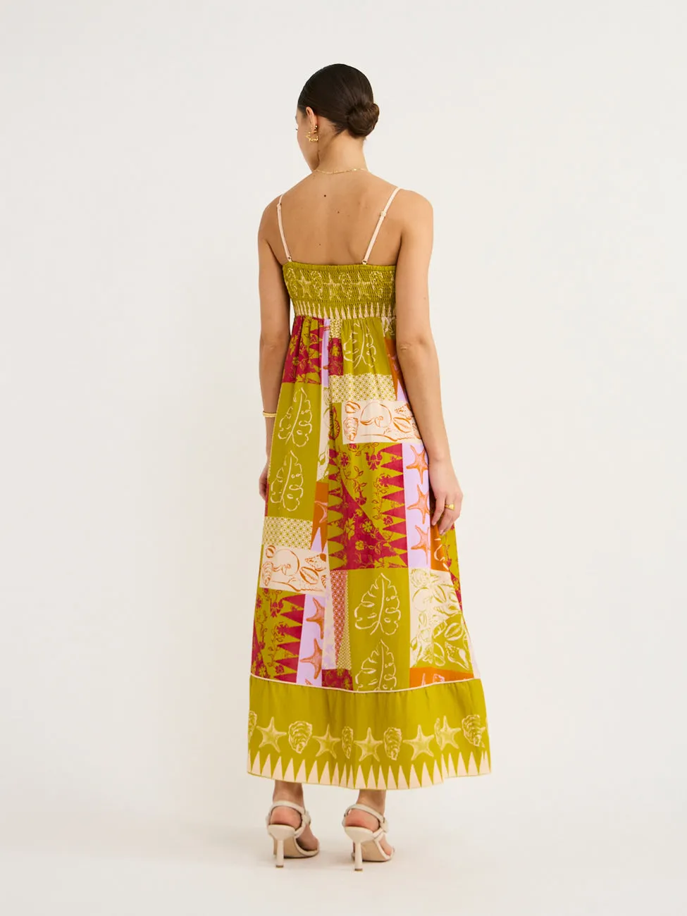 Mon Renn Cove Patchwork Midi Dress in Patchwork