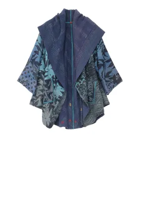 MONOTONE TWILIGHT PRINT KANTHA CIRCULAR LONG JKT - tp4009-blu -