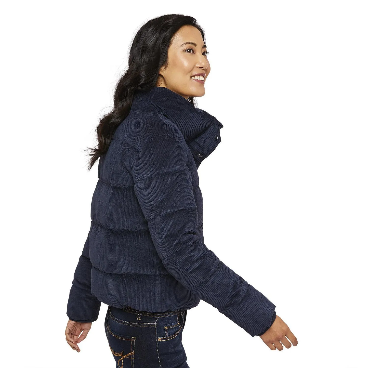 New George Women's Wide Panel Short Puffer Jacket in Navy, sz L!