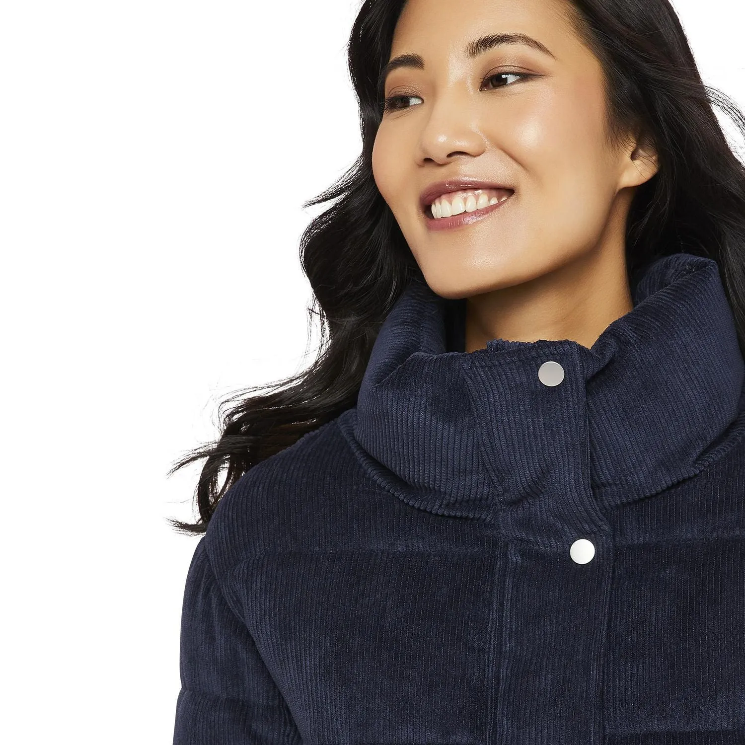 New George Women's Wide Panel Short Puffer Jacket in Navy, sz L!