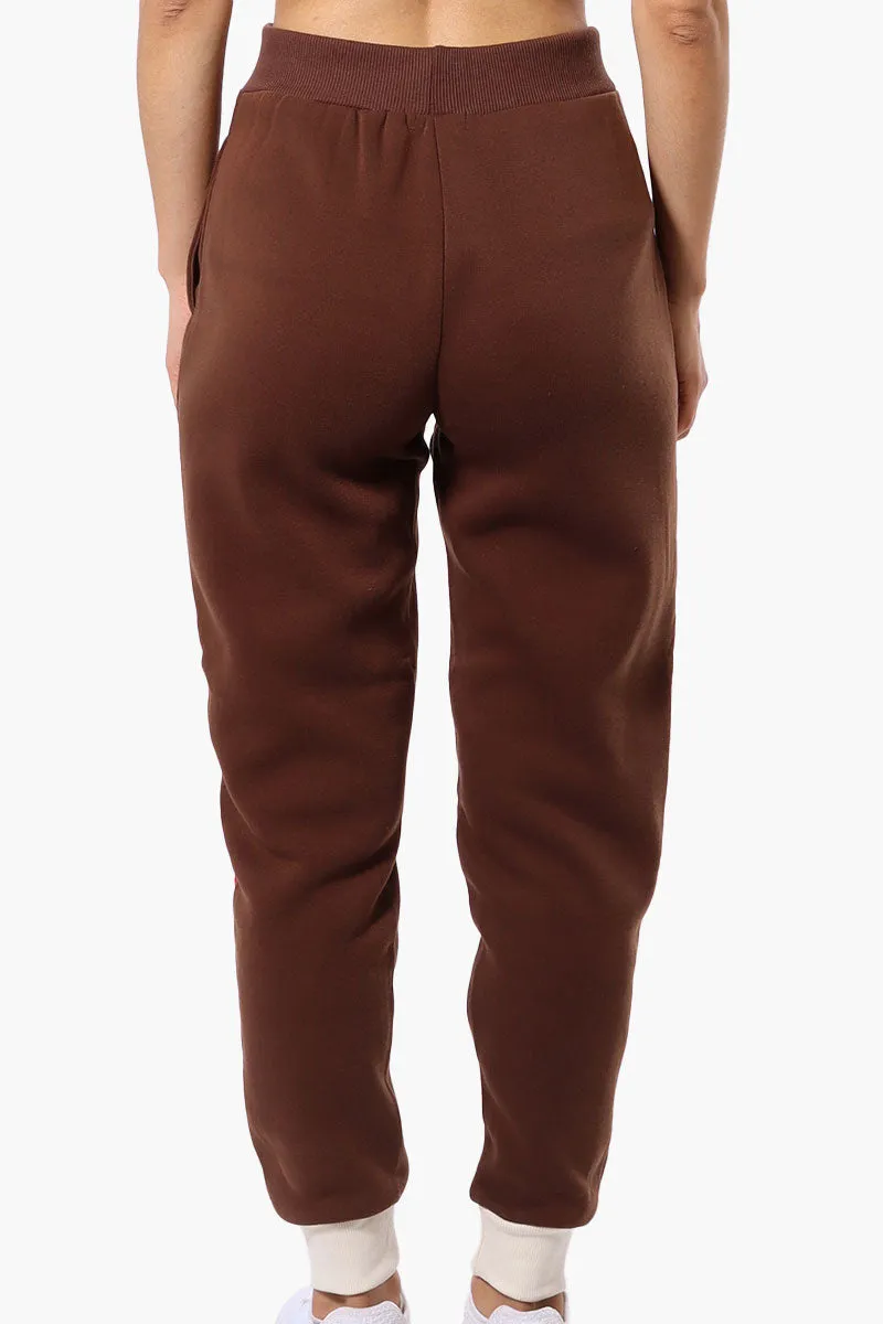 New Look Fleece Colour Block Joggers - Brown