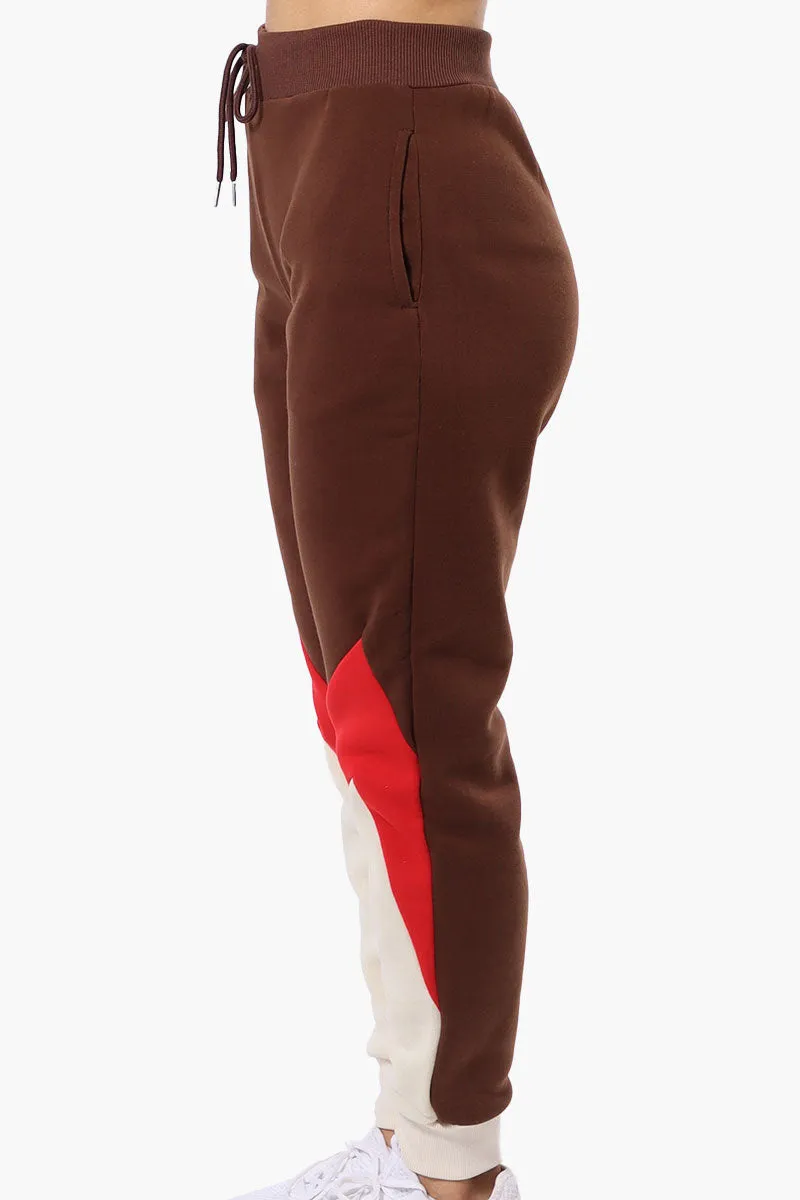 New Look Fleece Colour Block Joggers - Brown