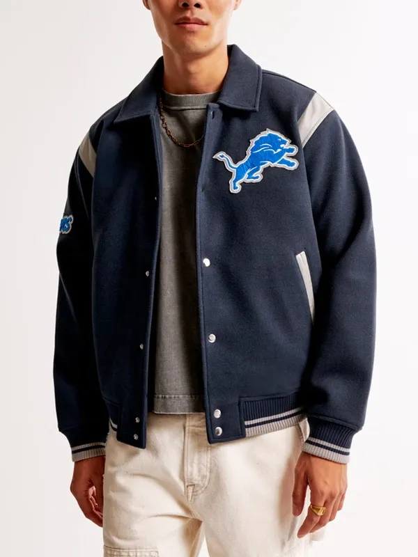 NFL DETROIT LIONS CLASSIC  WOOL VARSITY JACKET | NFL WOOL JACKET BY TJS