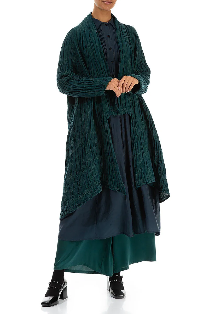 Open Emerald Circle Silk Linen Jacket