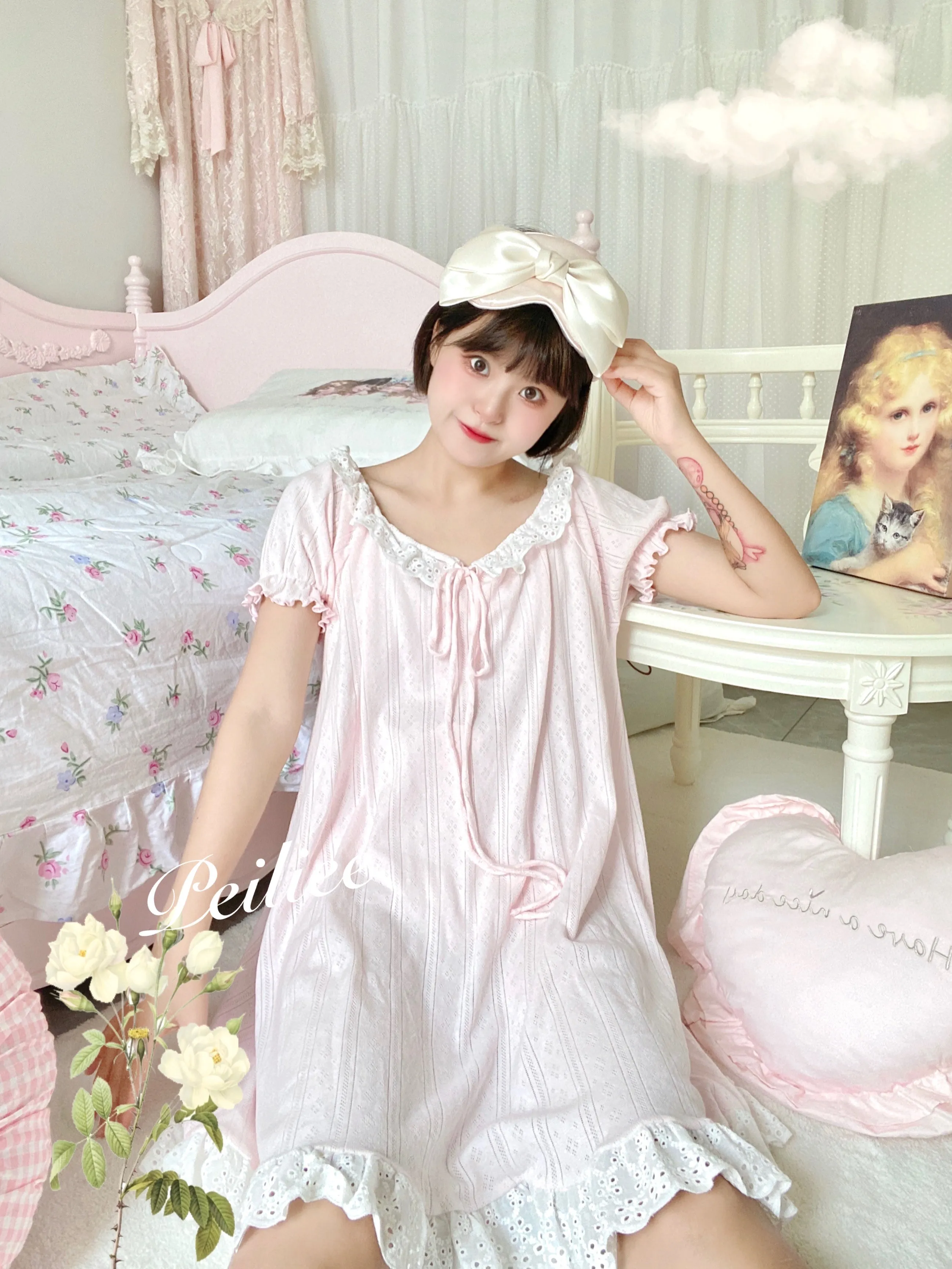 [Peiliee Design] Love is two hearts as one cotton sleepwear loungewear dress Christmas