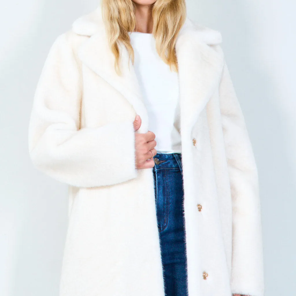 Plush faux fur long coat wholesale