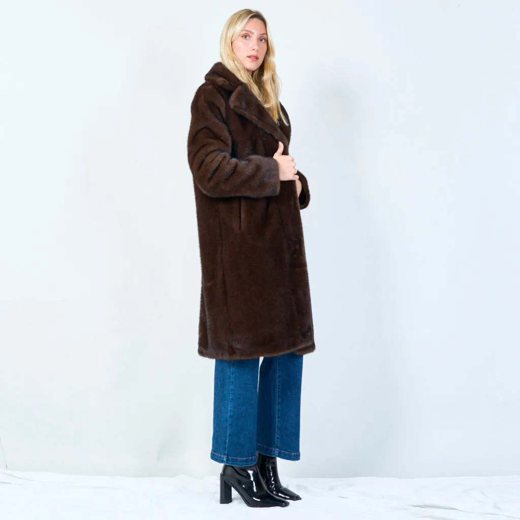 Plush faux fur long coat wholesale