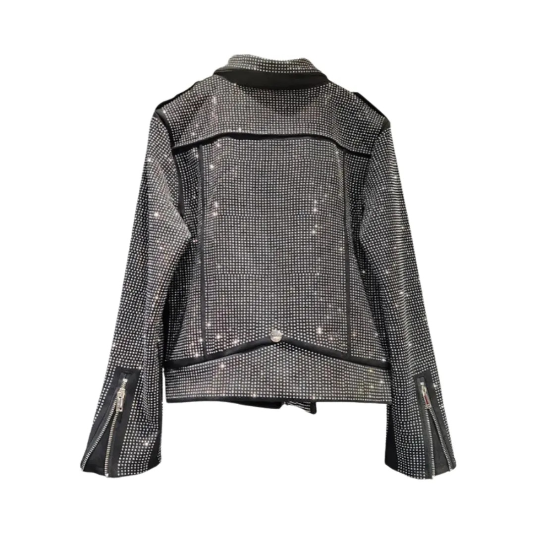 Pre Order:  Diamond Studded Zipper Jacket