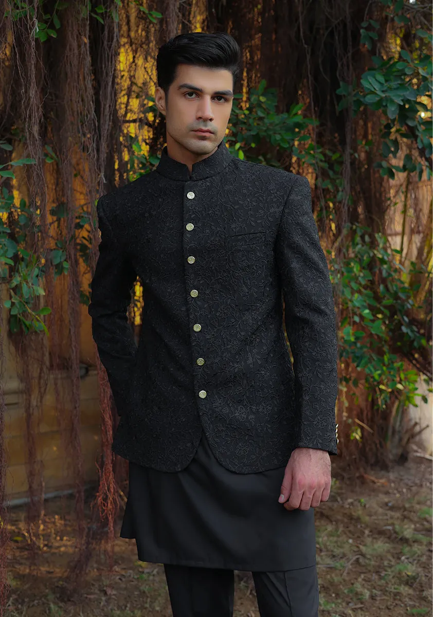 Premium Georgette Pirat Black Traditional Jacket