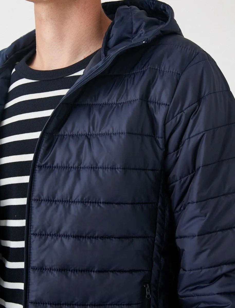 Puffer Jacket with Hood in Navy