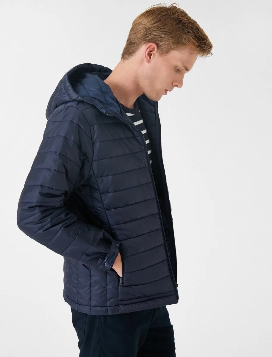 Puffer Jacket with Hood in Navy