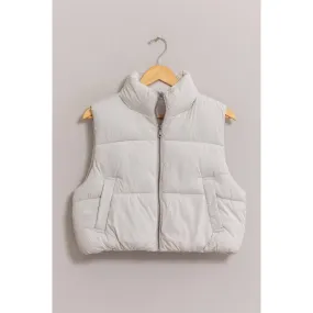 Puffer Vest | Crop Grey