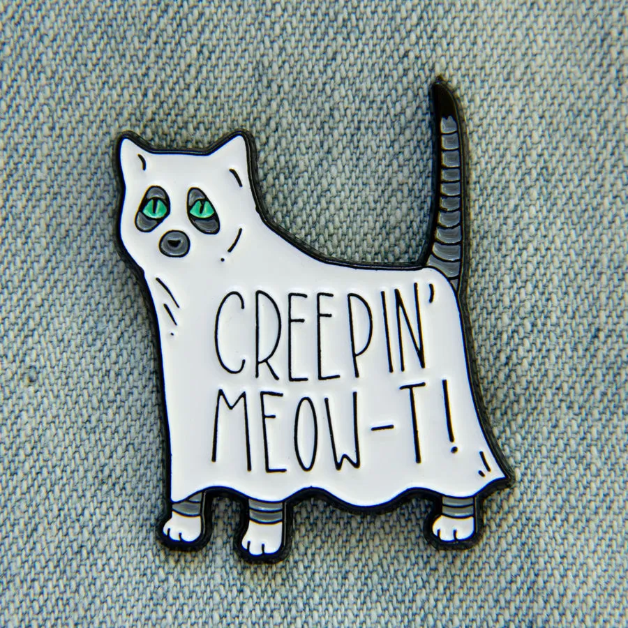 "Creeping Meow-t" Ghost Cat Enamel Pin