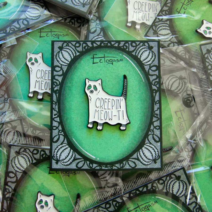 "Creeping Meow-t" Ghost Cat Enamel Pin