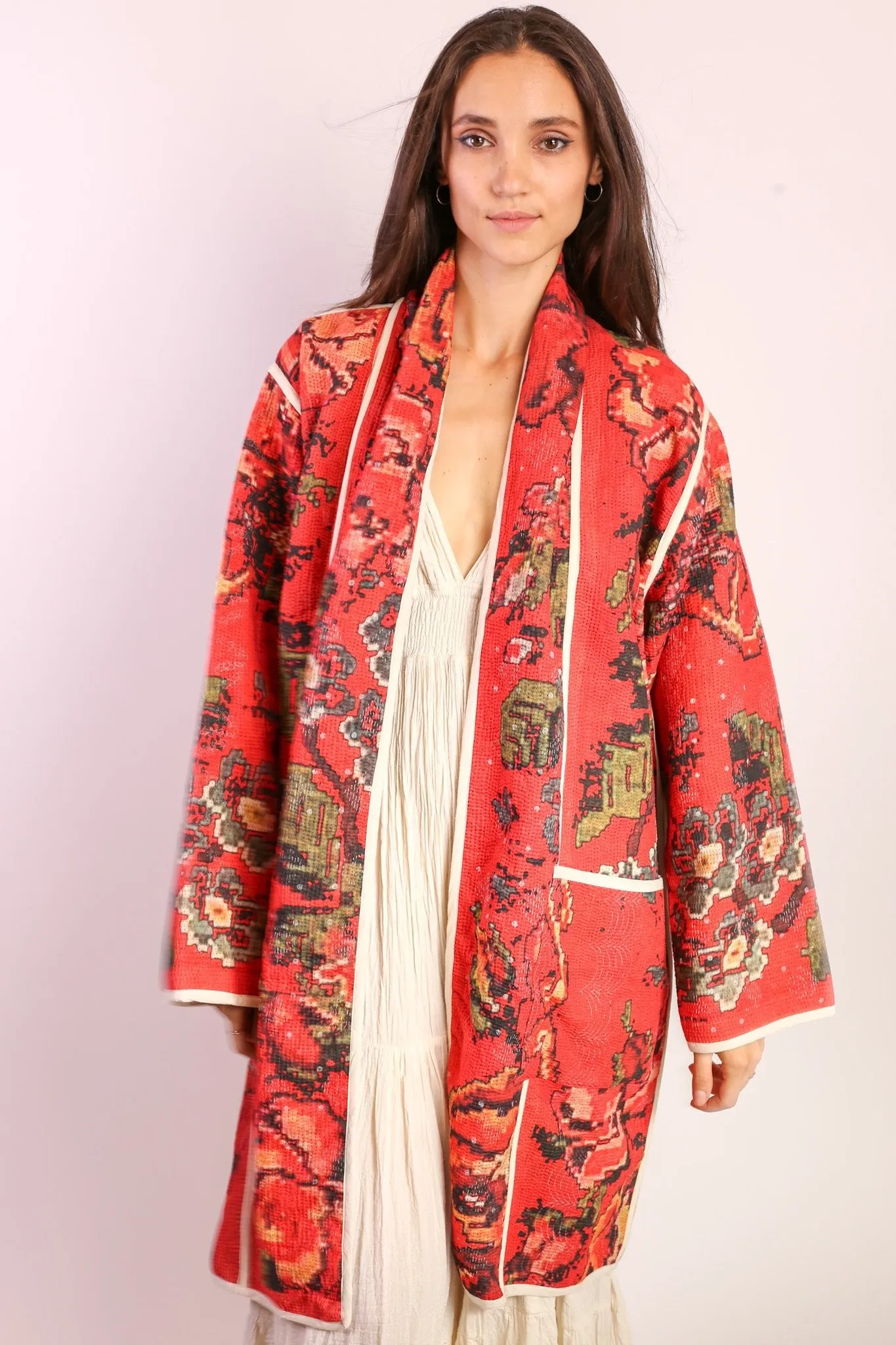 RED KANTHA JACKET COAT IMRA